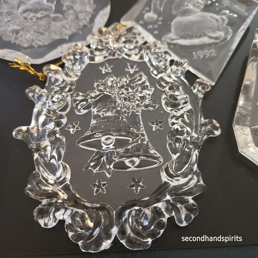 13 Vintage 1980s - 90s  Acrylic (Clear) Etched Ornaments